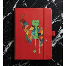 Adasena Tarihsiz 192 Sayfa Mini Termo Defter Baskılı Desenli 9X14 cm Kırmızı - Hipster Kurbağa