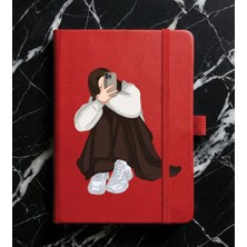 Adasena Tarihsiz 192 Sayfa Mini Termo Defter Baskılı Desenli 9X14 cm Kırmızı - Selfie