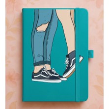 Adasena Tarihsiz 224 Sayfa Termo Defter Baskılı Desenli 13X21 cm Turkuaz - Sevgililer