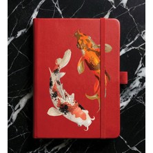 Adasena Tarihsiz 192 Sayfa Mini Termo Defter Baskılı Desenli 9X14 cm Kırmızı - Koi Balığı