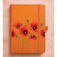Adasena Tarihsiz 192 Sayfa Mini Termo Defter Baskılı Desenli 9X14 cm Turuncu - Kırmızı Gelincik