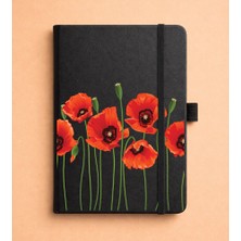 Adasena Tarihsiz 192 Sayfa Mini Termo Defter Baskılı Desenli 9X14 cm Siyah - Kırmızı Gelincik