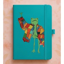 Adasena Tarihsiz 224 Sayfa Termo Defter Baskılı Desenli 13X21 cm Turkuaz - Hipster Kurbağa