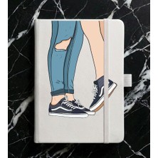 Adasena Tarihsiz 224 Sayfa Termo Defter Baskılı Desenli 13X21 cm Beyaz - Sevgililer