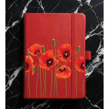 Adasena Tarihsiz 224 Sayfa Termo Defter Baskılı Desenli 13X21 cm Kırmızı - Kırmızı Gelincik
