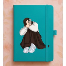 Adasena Tarihsiz 224 Sayfa Termo Defter Baskılı Desenli 13X21 cm Turkuaz - Selfie