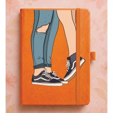 Adasena Tarihsiz 224 Sayfa Termo Defter Baskılı Desenli 13X21 cm Turuncu - Sevgililer