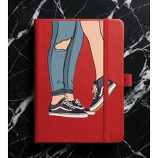 Adasena Tarihsiz 224 Sayfa Termo Defter Baskılı Desenli 13X21 cm Kırmızı - Sevgililer