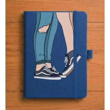 Adasena Tarihsiz 192 Sayfa Mini Termo Defter Baskılı Desenli 9X14 cm Lacivert - Sevgililer