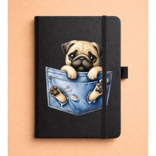 Adasena Tarihsiz 224 Sayfa Termo Defter Baskılı Desenli 13X21 cm Siyah - Pug Köpek