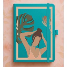 Adasena Tarihsiz 192 Sayfa Mini Termo Defter Baskılı Desenli 9X14 cm Turkuaz - Yaz Kızı