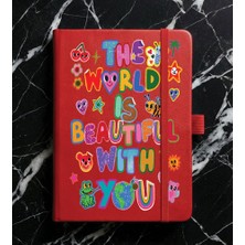 Adasena Tarihsiz 224 Sayfa Termo Defter Baskılı Desenli 13X21 cm Kırmızı - Beautiful