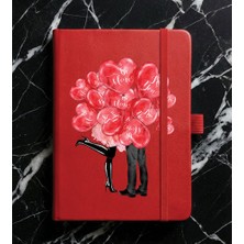 Adasena Tarihsiz 192 Sayfa Mini Termo Defter Baskılı Desenli 9X14 cm Kırmızı - Aşk Budur