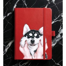 Adasena Tarihsiz 192 Sayfa Mini Termo Defter Baskılı Desenli 9X14 cm Kırmızı - Sibirya Kurdu