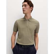 Marks & Spencer Cotton Rich Jakarlı Fermuarlı Polo Yaka Tişört