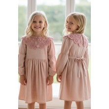 Balgüneş Tekstil Dantel Yakalı Astarlımelbise %100 Pamuklu