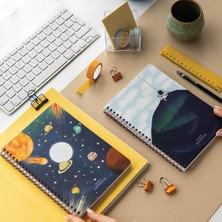 Braventa Collection A5 Spiralli Karton Kapak 2’li Set Çizgili Okul Defteri 80 Yaprak, Ders Programlı Galaksi