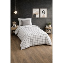 UYGURİYE Tek Kişilik Nevresim Takımı Yorgan Kılıfı %70 Pamuk Geometrik Desen+ Lastikli Çarşaf+ Yastık Kılıfı