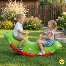 Bahçe Oyuncak Tırtıl Tahterevalli 3 Kişilik Sallanan Oyuncak Bahçe Kreş Ev Tipi 133 cm Hazır Kurulum