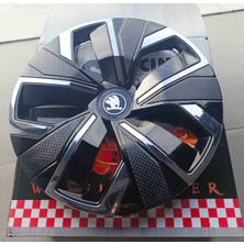 Yk Skoda Octavia / Fabia / Superb / Favorit Uyumlu 15 Inç Krom Çıtalı Jant Kapağı 4'lü Takım Amblem Hediyeli