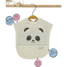 Baby %100 Pamuklu Su Geçirmez Lüks Mama Önlüğü - Terletmez Cepli Önlük (Panda/kedi/ayıcık)