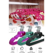 PremiumPort Renkli Kadife Elbise Askısı Seti, Kalp Desenli, 5’li