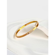 İfeelfree Sıra Beyaz Taşlı Ince Çelik Bileklik