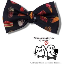 Feyza Design Sevimli Fastfood Desenli Kedi ve Köpek Papyonu, Tasma Gerektirmez