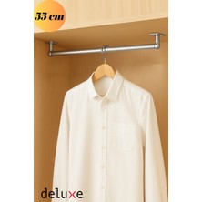 PremiumPort 55 cm Yuvarlak Krom Askı Borusu Seti, Dolap Içi, Vida ve Flanş Dahil