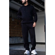 EYDAMOON 2li Takım Pamuklu&yünlü Yandan Cepli Kapüşonlu Yumuşacık Eşofman Takımı