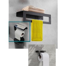 PremiumPort Metal Banyo Havlu ve Tuvalet Kağıdı Askılığı Seti, Şık ve Kullanışlı
