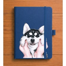 Adasena Tarihsiz 224 Sayfa Termo Defter Baskılı Desenli 13X21 cm Lacivert - Sibirya Kurdu