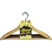 PremiumPort Ahşap Elbise Askısı Seti, Vernikli Üst Kısım, 3'lü Paket