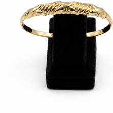 Pangu Burgu Desenli Altın Renk Çelik Kelepçe Bilezik