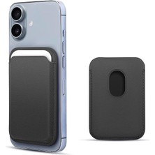 Braventa Collection iPhone 16 Leather Wallet Magsafe Siyah [iphone 16 ile Uyumlu Kılıf - Siyah]