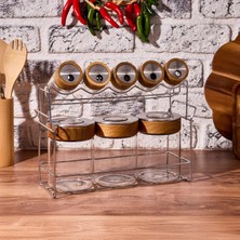 Matmel Axel 9'lu Stantlı Baharat Takımı - Şeffaf / Gri / Kahverengi