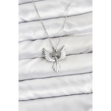 Karahanbey 316L Çelik Zincir Gümüş Renk Anka Kuşu Model Kadın Kolye - Lisinya