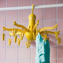 PremiumPort Renkli Ahtapot Çamaşır Askılığı, 16 Mandallı, Çok Amaçlı Kurutmalık