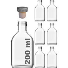 Braventa Collection Afracam 200 cc Kapaklı Cold Brew Şişesi 200 ml Yassı Soğuk Kahve Cam Şişe 6 Adet (Sentetik Tıpa)