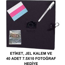 Kişiye Özel Siyah Anı Defteri (Kalem ve Sticker Hediyeli)40 Adet FOTOĞRAFLI(7.5X10CM)TELF 5416694833
