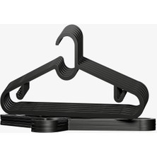 PremiumPort 10'lu Siyah Plastik Askı Seti, Pratik ve Dayanıklı, Çok Amaçlı Kullanım