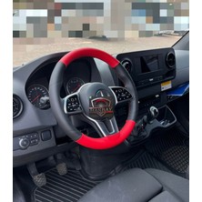 Hasbay Dikişli Direksiyon Kılıfı Siyah/kırmızı Deri Siyah (Siyah) Dikişli Mercedes Sprinter Vito Için