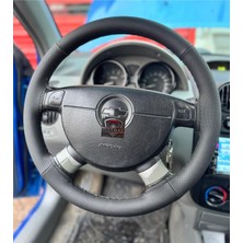 Hasbay Dikişli Direksiyon Kılıfı Noktalı / Siyah Deri Siyah Dikişli Chevrolet Aveo Için Bu Direksiyon