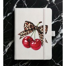 Adasena Tarihsiz 192 Sayfa Mini Termo Defter Baskılı Desenli 9X14 cm Beyaz - Leoparlı Kiraz