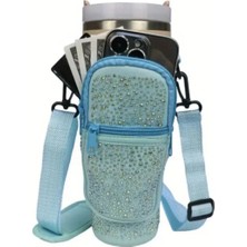 Kristal Taşlı Çapraz Askılı Ayarlanabilir Kayışlı Termos Kılıfı Omuz Çantası Quencher Stanley