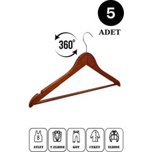 PremiumPort 5 Adet Ahşap Ceket ve Gömlek Askısı Seti, Şık ve Dayanıklı