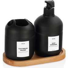 Matmel Cool 3 Parça Stantlı Banyo Aksesuar Seti - Siyah