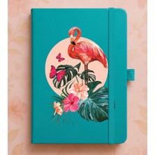 Adasena Tarihsiz 224 Sayfa Termo Defter Baskılı Desenli 13X21 cm Turkuaz - Flamingo