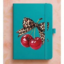 Adasena Tarihsiz 224 Sayfa Termo Defter Baskılı Desenli 13X21 cm Turkuaz - Leoparlı Kiraz