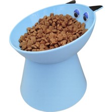 Braventa Collection Kedi Köpek Kuru ve Yaş Mama Kabı Eğimli Mama Kabı, 2 Adet Mavi Renk Gözlü Kedi Mama Su Kabı, Eglence